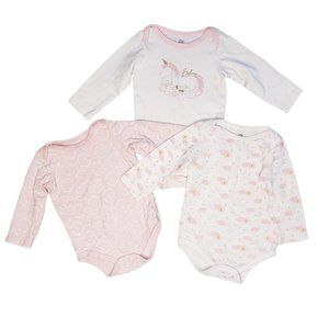 Yoga Sprout Baby Girl Cotton Onesies Layette Bundle of 3, Unicorn, 9-12 Month